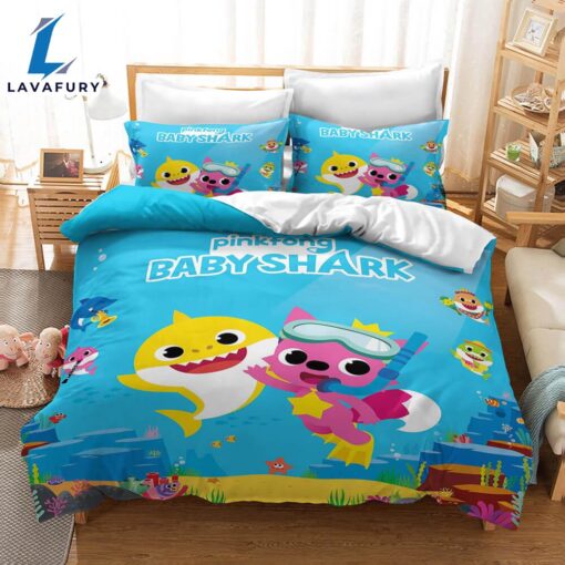 Cartoon Baby Shark Bedding Set Kids Quilt Cover 3