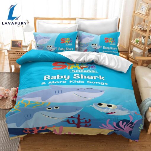 Cartoon Baby Shark Bedding Set Kids Quilt Cover 4