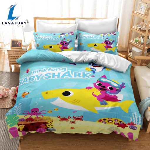 Cartoon Baby Shark Bedding Set Kids Quilt Cover 6