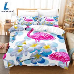 Cartoon Flamingo Bedding Set Quilt…