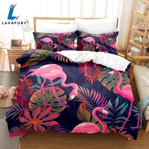 Cartoon Flamingo Bedding Set Quilt Covers 1