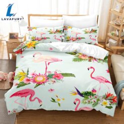 Cartoon Flamingo Bedding Set Quilt…