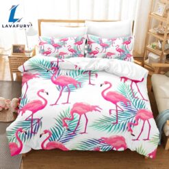 Cartoon Flamingo Bedding Set Quilt…