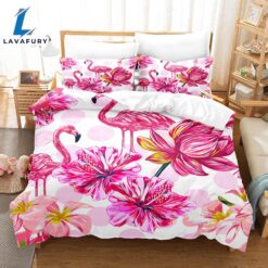 Cartoon Flamingo Bedding Set Quilt…