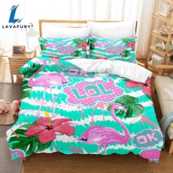 Cartoon Flamingo Bedding Set Quilt…