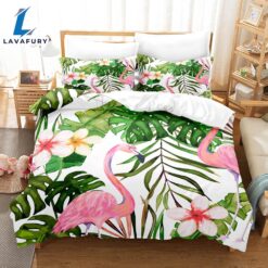 Cartoon Flamingo Bedding Set Quilt…