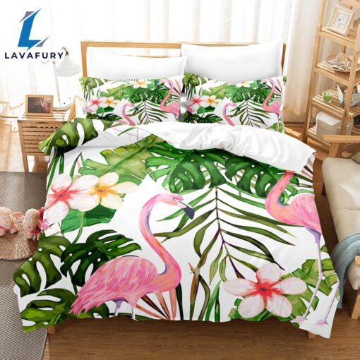 Cartoon Flamingo Bedding Set Quilt Covers 2