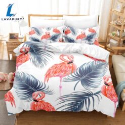 Cartoon Flamingo Bedding Set Quilt…