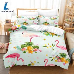 Cartoon Flamingo Bedding Set Quilt…