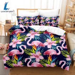 Cartoon Flamingo Bedding Set Quilt…