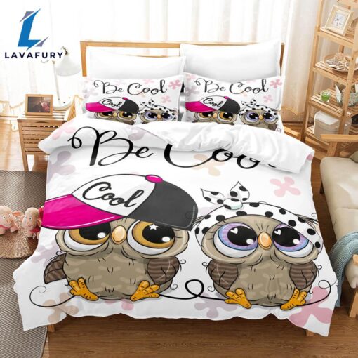 Cartoon Hand Painted Owl Bedding Sets Quilt Cover 1