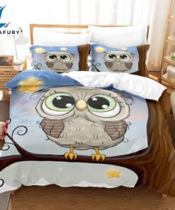 Cartoon Owl Bedding Sets Kids Birthday Quilt Cover 1