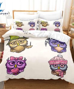 Cartoon Owl Bedding Sets Kids Birthday Quilt Cover 4