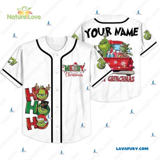 Christmas Vacation Car​ With The Grinch Custom Name Baseball Jersey