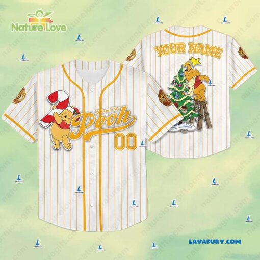 Christmas Winnie the Pooh Custom Baseball Jersey Disney Gifts