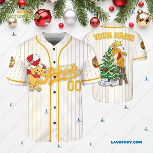 Christmas Winnie the Pooh Custom Baseball Jersey Disney Gifts