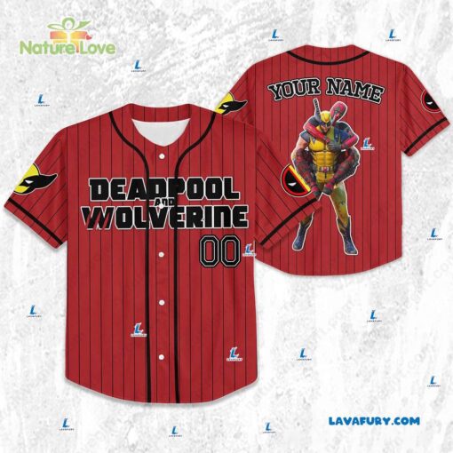 Custom Deadpool And Wolverine Funny Baseball Jersey Marvel Fans Gift