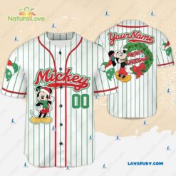 Custom Mickey Christmas Baseball Jersey…