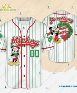 Custom Mickey Christmas Baseball Jersey…