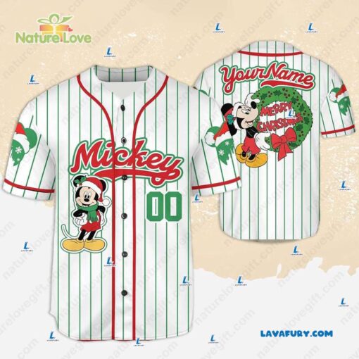 Custom Mickey Christmas Baseball Jersey Disney Baseball Team Outfit