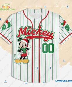 Custom Mickey Christmas Baseball Jersey Disney Baseball Team Outfit