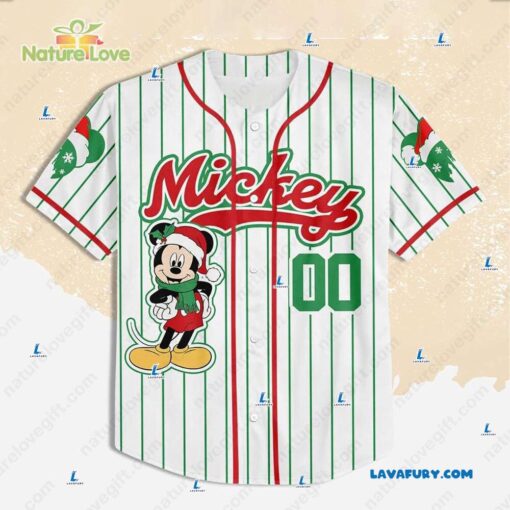 Custom Mickey Christmas Baseball Jersey Disney Baseball Team Outfit