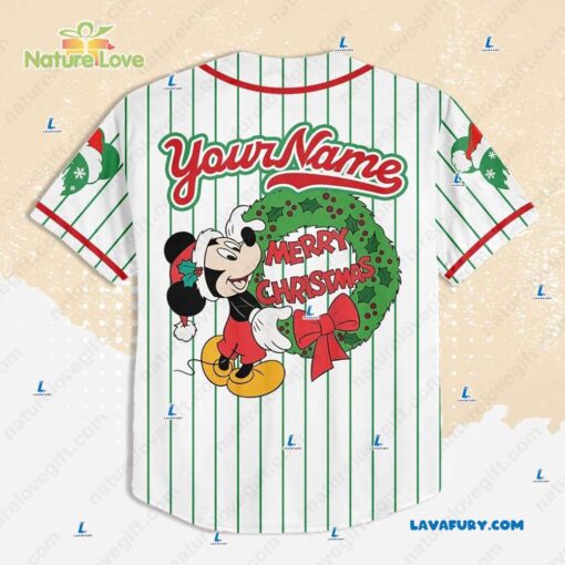 Custom Mickey Christmas Baseball Jersey Disney Baseball Team Outfit