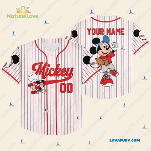 Custom Mickey Mouse Baseball Jersey Personalized Disney Gift for Fans