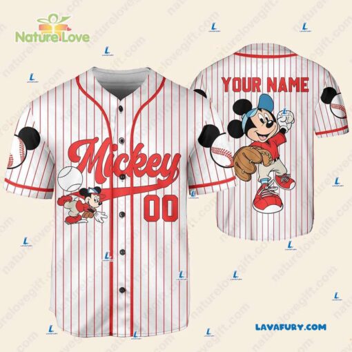 Custom Mickey Mouse Baseball Jersey Personalized Disney Gift for Fans