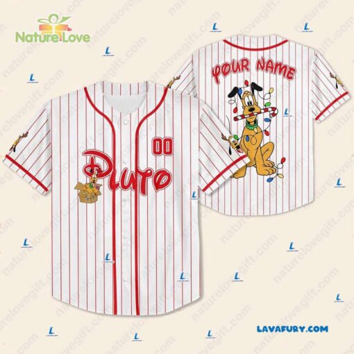 Custom Pluto Disney Cartoon​ Christmas Baseball Jersey Xmas Gift