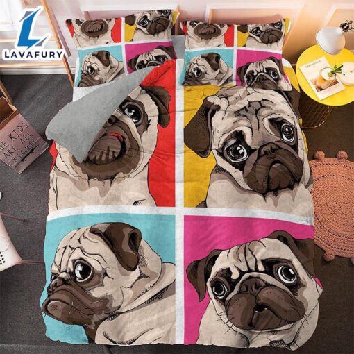 Cute Dog Cartoon Pug Bedding Set Duvet Covers 6