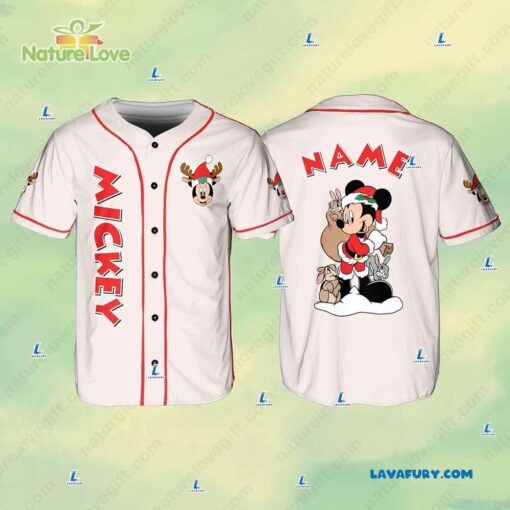 Disney Cartoon Characters Mickey Mouse Christmas Custom Baseball Jersey