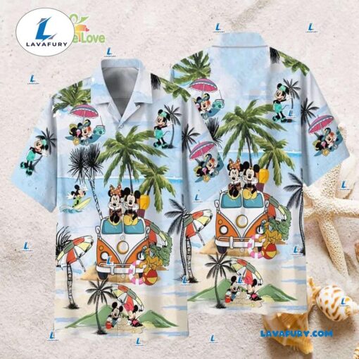 Disney Mickey Hawaiian Button Down Shirt Blue Hawaii Shirts