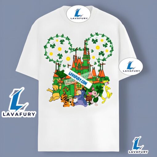 Disneyland Castle With Winnie The Pooh St Patricks Day Shirt 2025