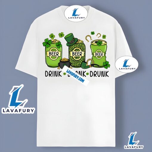 Drink Drank Drunk With Shamrock Beer Unisex Shirt 2025