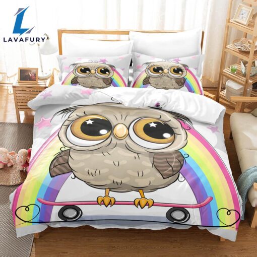 Hand-Painted Cartoon Owl Bedding Set Quilt Covers 11