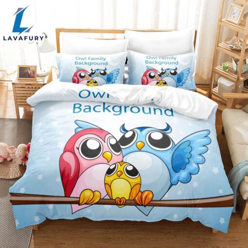 Hand-Painted Cartoon Owl Bedding Set Quilt Covers 4