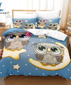 Hand-Painted Cartoon Owl Bedding Set…