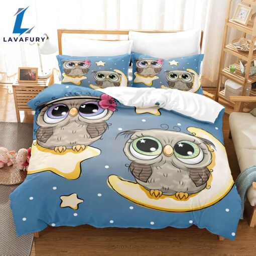 Hand-Painted Cartoon Owl Bedding Set Quilt Covers 6