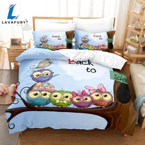 Hand-Painted Cartoon Owl Bedding Set Quilt Covers 7