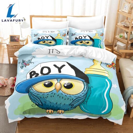 Hand-Painted Cartoon Owl Bedding Set Quilt Covers 8