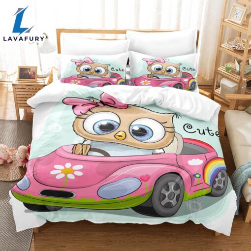 Hand-Painted Cartoon Owl Bedding Set Quilt Covers 9