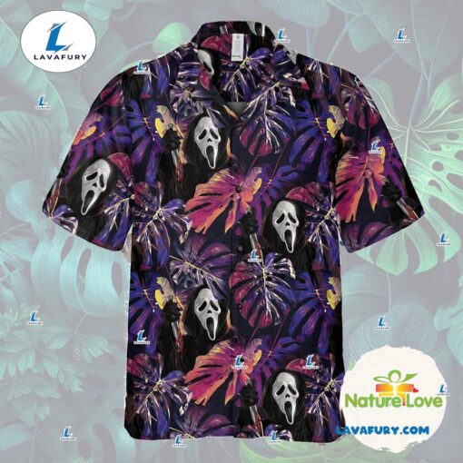 Horror Ghostface Tropical Leaf Hawaiian Shirt