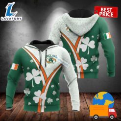 Ireland Shamrock St Patricks Day Green 3D Realistic Hoodie 2025