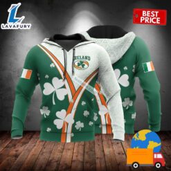 Ireland Shamrock St Patricks Day Green 3D Realistic Hoodie 2025