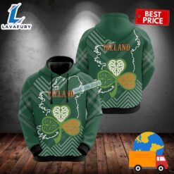 Irish Ireland St Patrick Day Shamrock Green 3D Design Hoodie 2025