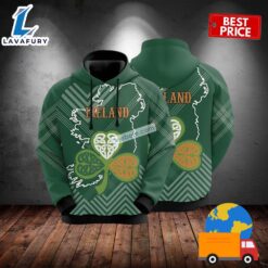 Irish Ireland St Patrick Day Shamrock Green 3D Design Hoodie 2025