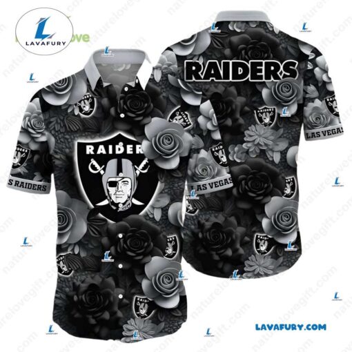 Las Vegas Raiders 3D Roses Flower Button Down Hawaiian Shirt