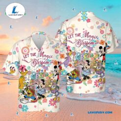 Let The Magic Blossom Disney Epcot Hawaiian Shirt, Mickey Minnie and Friends Hawaiian, Disneyland Trip Gifts