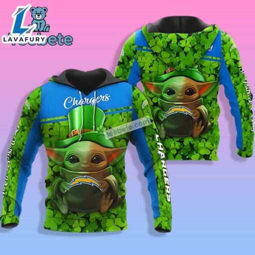 Los Angeles Chargers St Patricks Baby Yoda Green 3D Hoodie For Men 2025